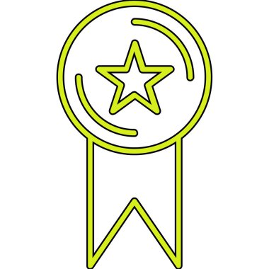 Madalya ödülü ikonu renk ana hatları vektörü