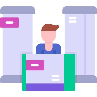 Dizüstü bilgisayarı ve akıllı telefon vektör çizimi tasarımı olan bir adam