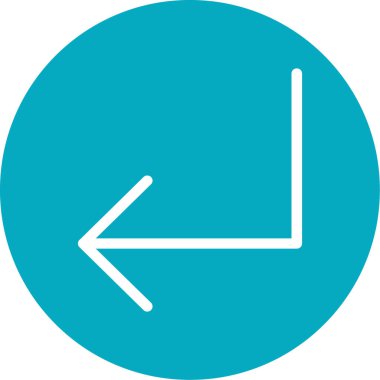 Ok sol vektör simgesi. Tarzıdır kontur simgesini sembolü, camgöbeği rengi, beyaz arka plan.