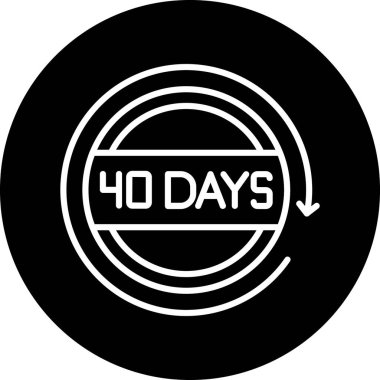 Beyaz arka planda 40 gün siyah damga. imza, etiket, etiket.