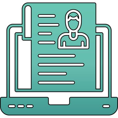 Dizüstü bilgisayar simgesi olan bir adamın vektör çizimi