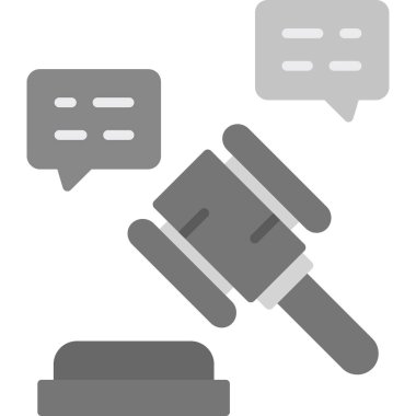 Yargıç çekiç ve konuşma baloncukları