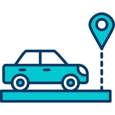 araba konumu haritası simgesi doldurulmuş dış hat biçimi