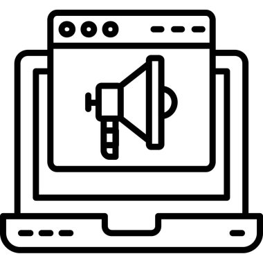 Online pazarlama ikonu ana hatları vektörü. çevrimiçi pazarlama