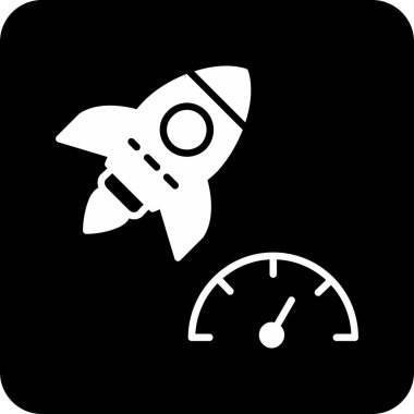 Başlangıçtaki roket simgesi beyaz arkaplanda izole edildi