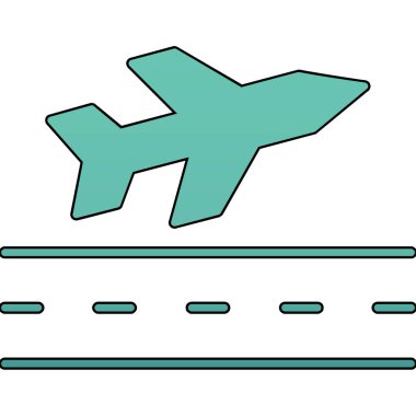 Havaalanı uçuş ikonu. özet havaalanı düzlem vektör rengi düz izole