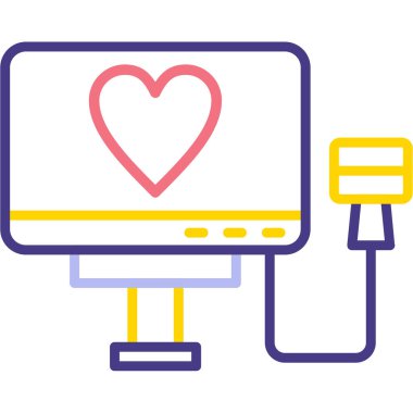 Aşk kalp vektör illüstrasyon tasarımı ile monitör