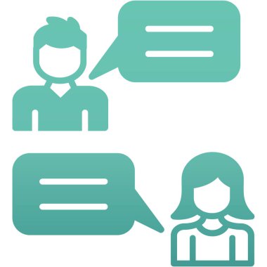 Sohbet ikonu. Vektör illüstrasyon biçimi yuvarlak açılı düz ikonik semboldür, kobalt rengi.