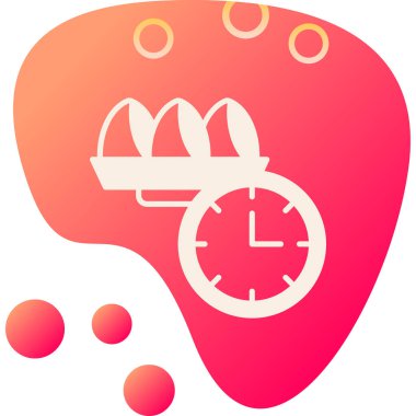 Beyaz arkaplanda izole edilmiş zaman yönetim simgesine sahip renk saati. Saat zaman sembolü. Üretkenlik simgesi. Değişken rastgele dinamik şekiller. vektör illüstrasyonu