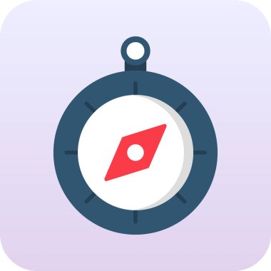 pusula düz simgesi, vektör illüstrasyonu