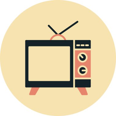Retro televizyon izole simge tasarımı, vektör illüstrasyon grafiği