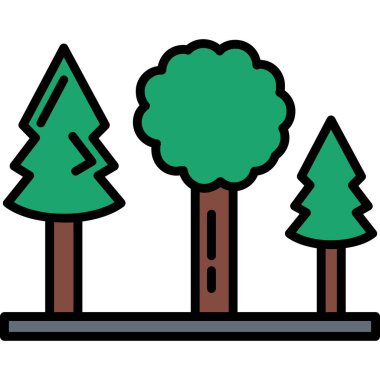 Ağaçlar simgesi, vektör illüstrasyonu