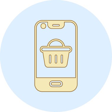 Akıllı telefon vektör illüstrasyon tasarımlı alışveriş sepeti