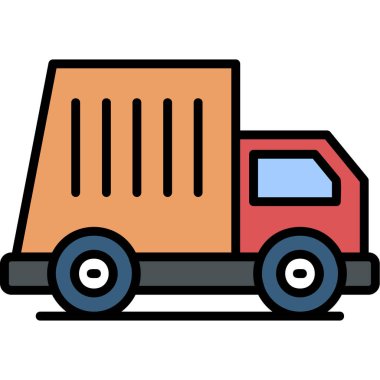 Teslimat kamyonu ikonu. taslak nakliye kamyonu vektör simgesi rengi düz izole