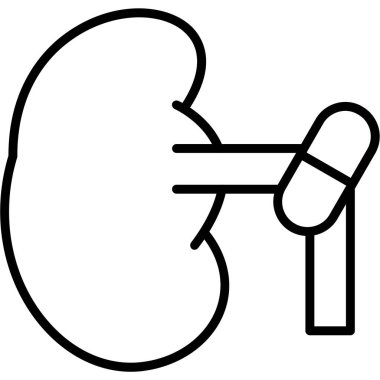 Böbrek ikonu. Web için böbrek vektör simgesinin taslağı