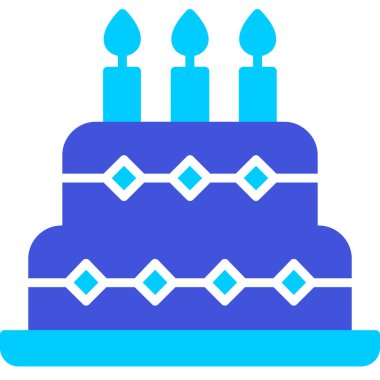 Mumlu pasta doğum günü simgesi ana hatlarıyla