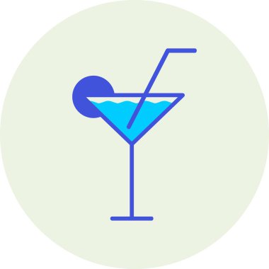 Alkol kokteyli simgesi ana hatlarıyla doldurulmuş