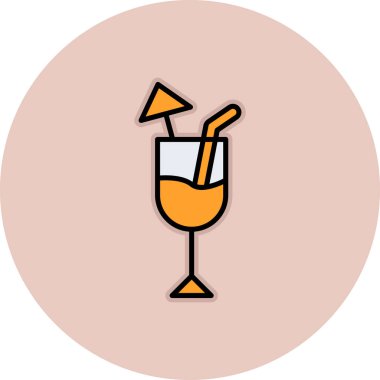 Kokteyl simgesi, vektör illüstrasyonu