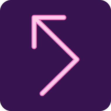 Yönlendirme vektörü simgesi. resim biçimi yuvarlak kare tuşlu, pembe ve mor renkli düz simge simgesidir..