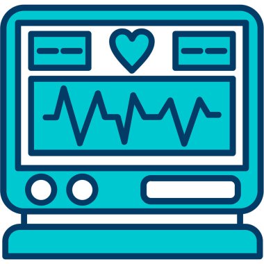 kardiyogram izleyici simgesi renk ana hatları vektörü