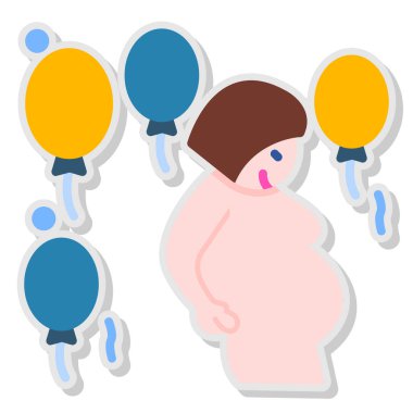 emziği ve balonu olan bebek, illüstrasyon, beyaz arkaplanda vektör