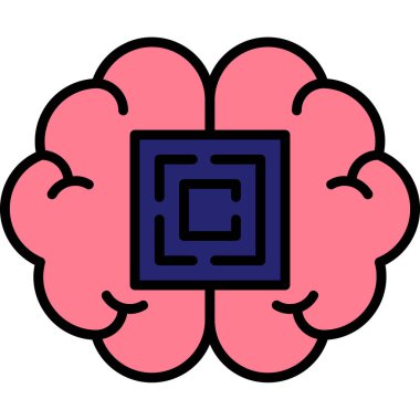 Beyin zihin simgesi renk ana hatları vektörü