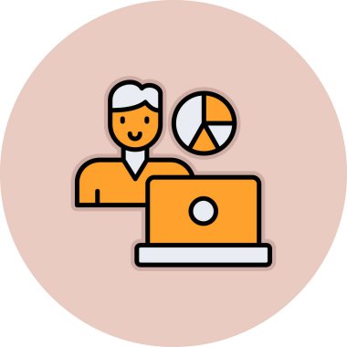 Dizüstü bilgisayarla çalışan bir adamın vektör çizimi