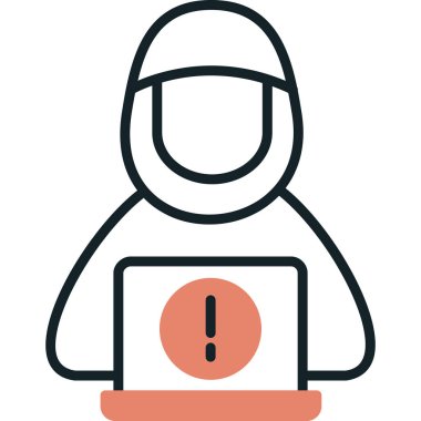 Bilgisayarı olan bir bilgisayar korsanı. Web simgesi