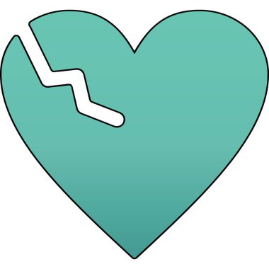 Kırık kalp ve kırık ikon. kırık vektör simgesi rengi düz izole