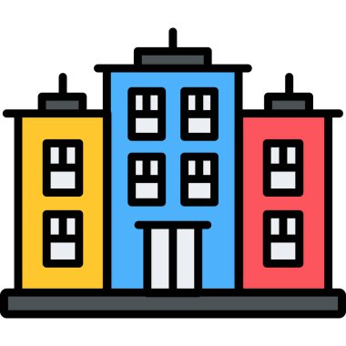 Bina. Web simgesi basit illüstrasyon