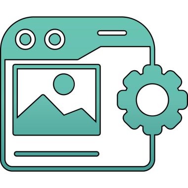 Web kamerası ve vitesli akıllı telefon vektör çizgisi çizimi tasarımı