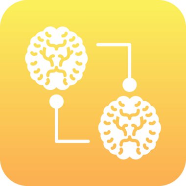 turuncu arkaplanda izole edilmiş beyin simgesi, vektör illüstrasyonu