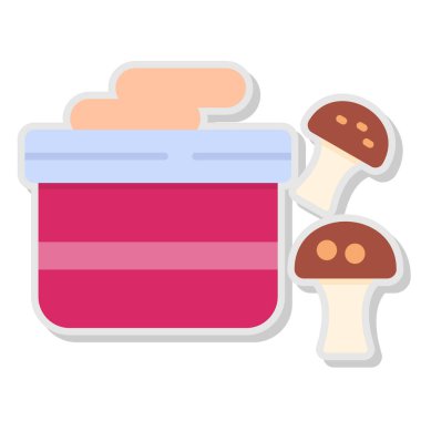 Beyaz arkaplan vektör illüstrasyonunda izole edilmiş düz biçimli mantarlar