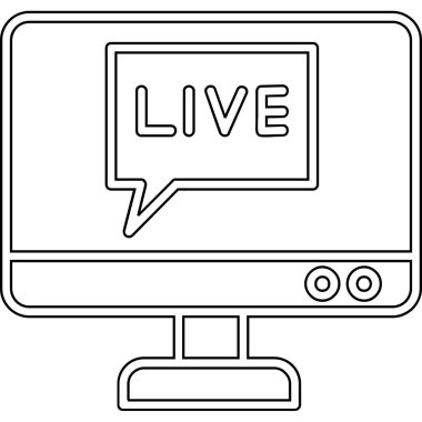 Canlı yayın simgesi ana hat vektörü. Canlı yayında. canlı yayın