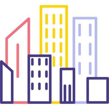 Şehir simgesini düz tasarımda inşa etmek. vektör illüstrasyonu