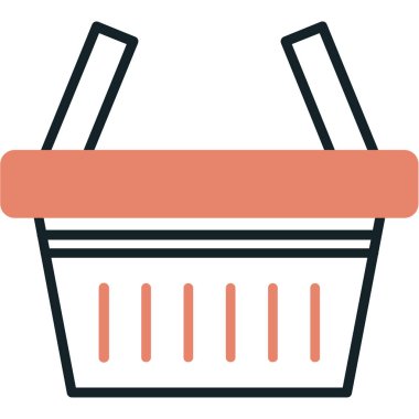 Alışveriş sepeti ikonu. Taslak alışveriş sepeti vektör rengi düz izole