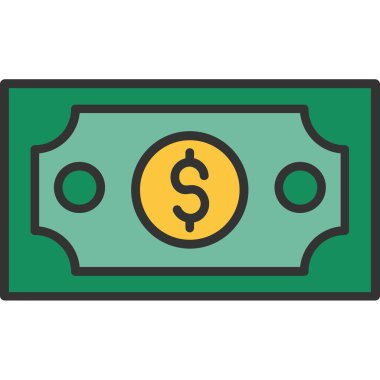 nakit para dolar düz ikon vektör illüstrasyonu