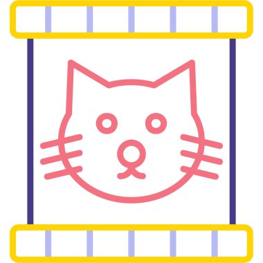 Kedi ikonu vektörü. Basit çizgi vektör illüstrasyonu