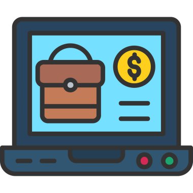 dolar sembollü dizüstü bilgisayar vektör çizimi