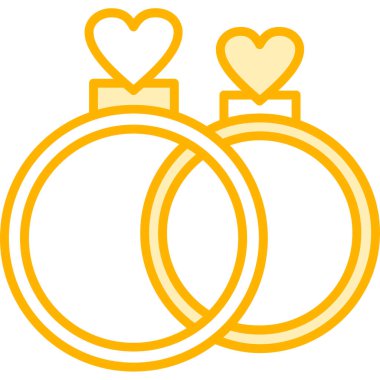 Alyans ikon vektörü. Stil düz ikonik semboldür, yuvarlak sarı renk, beyaz arkaplan.