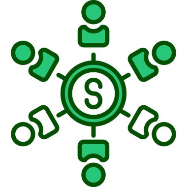 para dağıtım simgesi. Kabartma biçimi düz sembol, eko yeşil renk, yuvarlak açılar, beyaz arkaplan.