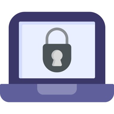 dizüstü bilgisayar kilidi ikon vektör çizimi