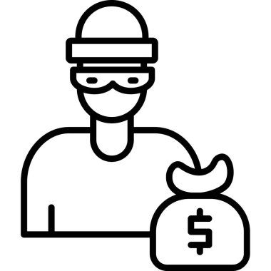 Para Adam ikonu. Beyaz arkaplanda izole edilmiş web tasarımı için para adam vektör simgesi taslağı