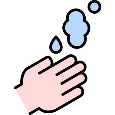 Elleri yıkama simgesi renk ana hatları vektörü