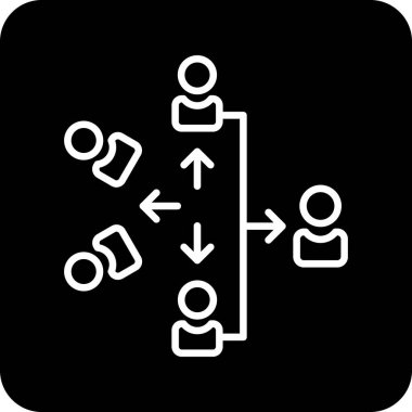 akış çizelgesi simgesi, vektör çizimi, düz biçim siyah arkaplan üzerinde izole