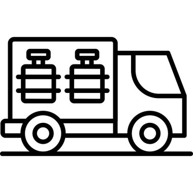 Teslimat kamyonu ikonu ana hat vektörü. dağıtım kamyonu