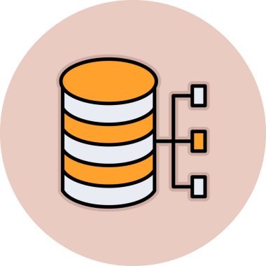 sunucu simgesi. Web için veritabanı vektör simgelerinin basit çizimi