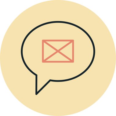 İleti düz simgesi beyaz arka plan, vektör, illüstrasyon izole