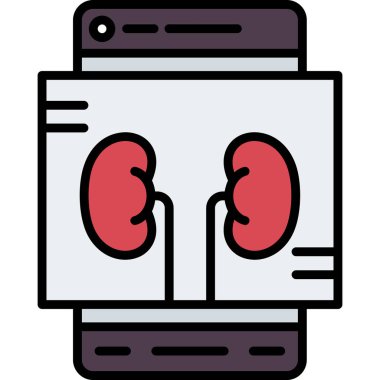 Böbrek organ ikonu, çizgi film tarzı.