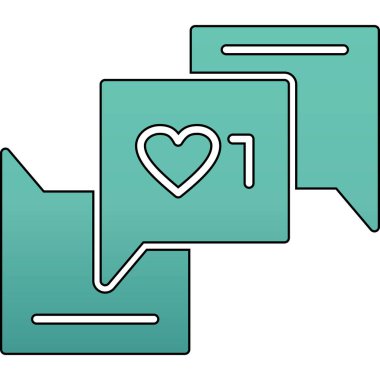 sohbet kalp mesajı simgesi, ana hatlar biçimi